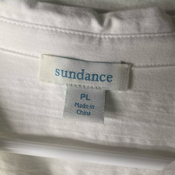 Sundance Size Large Petite White Ribbed Long Sleeve Button Down Shirt - Picture 9 of 12